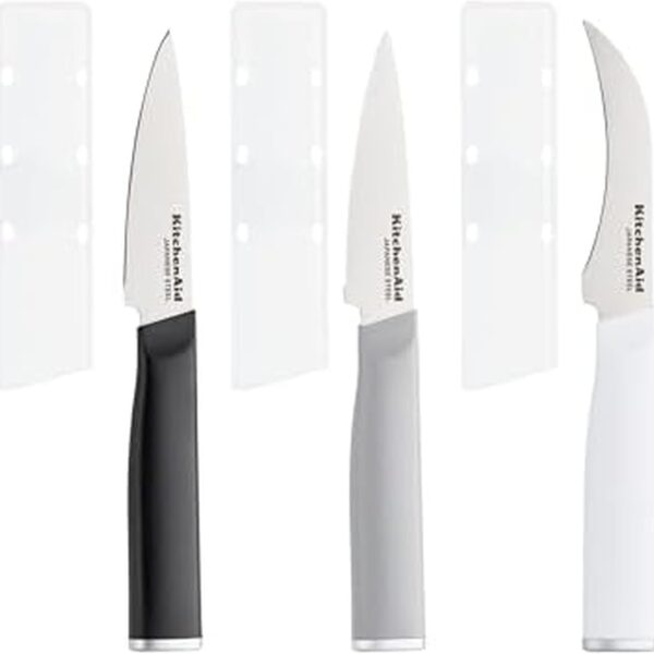 KitchenAid Paring Knife Set, Stainless Steel Kitchen Knife Set, Razor-Sharp Blades, 3 Piece, Multicolor