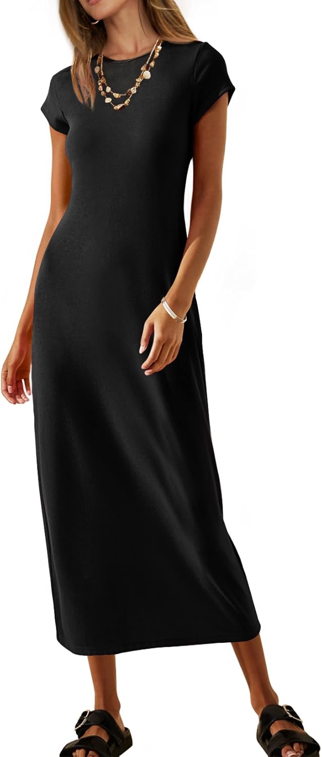 MEROKEETY Women's 2026 Summer Casual Tshirt Dress Short Sleeve Crew Neck Beach Long Maxi Dresses MEROKEETY Women's 2026 Summer Casual Tshirt Dress Short Sleeve Crew Neck Beach Long Maxi Dresses