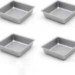 Flunyina 4 Inches Non-Stick Square Cake Pans Set of 4 Carbon Steel Cake Molds for Home Daily Housewarming Wedding Birthday Party Brownie Making