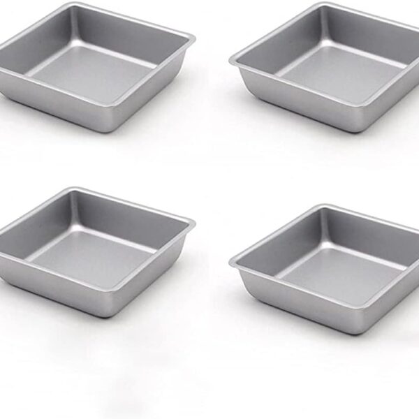 Flunyina 4 Inches Non-Stick Square Cake Pans Set of 4 Carbon Steel Cake Molds for Home Daily Housewarming Wedding Birthday Party Brownie Making