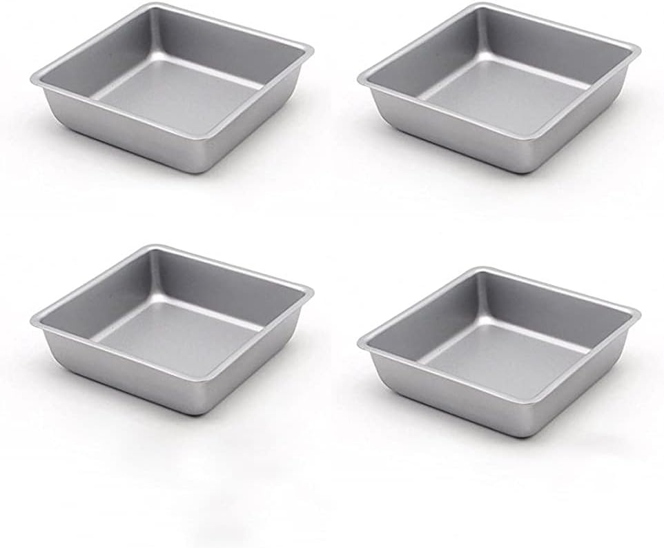 Flunyina 4 Inches Non-Stick Square Cake Pans Set of 4 Carbon Steel Cake Molds for Home Daily Housewarming Wedding Birthday Party Brownie Making Flunyina 4 Inches Non-Stick Square Cake Pans Set of 4 Carbon Steel Cake Molds for Home Daily Housewarming Wedding Birthday Party Brownie Making