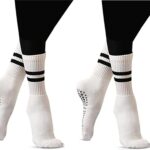 Flydo Pilates Grippy Socks with Grips for Women Yoga Non Slip Long Socks for Pure Barre, Ballet,Dance Workout 2-5 Pack