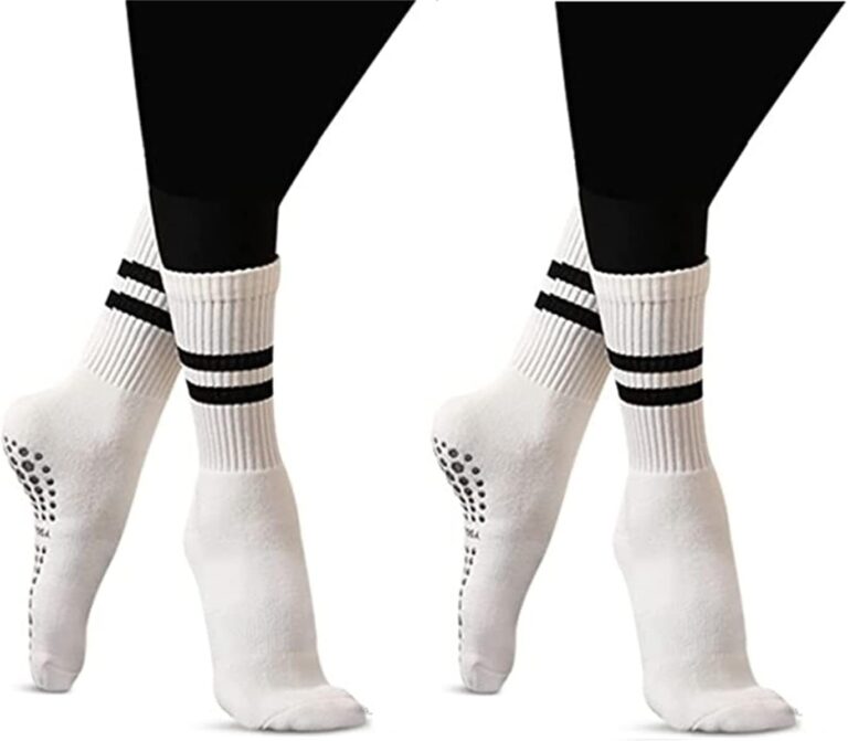 Flydo Pilates Grippy Socks with Grips for Women Yoga Non Slip Long Socks for Pure Barre, Ballet,Dance Workout 2-5 Pack