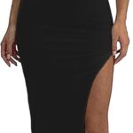 ELLEVEN Sexy 2 Piece Maxi Skirt Sets for Women - Knit Bodycon Crop Tank Top and High Slit Skirt Dress Set, Summer Outfits