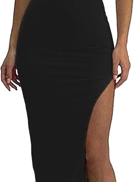 ELLEVEN Sexy 2 Piece Maxi Skirt Sets for Women - Knit Bodycon Crop Tank Top and High Slit Skirt Dress Set, Summer Outfits