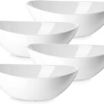 DOWAN 9.25" Serving Bowls, Large Oval Serving Dishes for Wedding and Dinner Parties, 35 Oz for Salad, Side Dishes, Pasta, Oval Shape, Microwave & Dishwasher Safe, Set of 4, Soft White