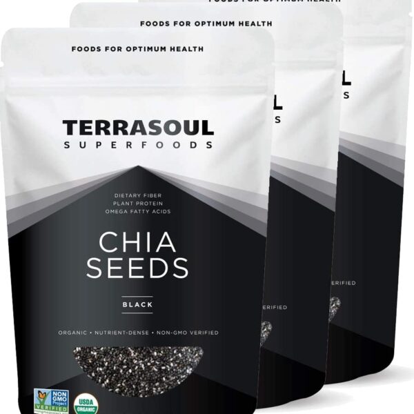 Terrasoul Superfoods Organic Black Chia Seeds, 7.5 Pounds (Pack of 3), Bulk Size, Non-GMO, Vegan, Gluten-Free