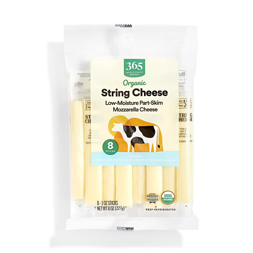 365 by Whole Foods Market, Organic Mozzarella String Cheese, 8 Ounce 365 by Whole Foods Market, Organic Mozzarella String Cheese, 8 Ounce