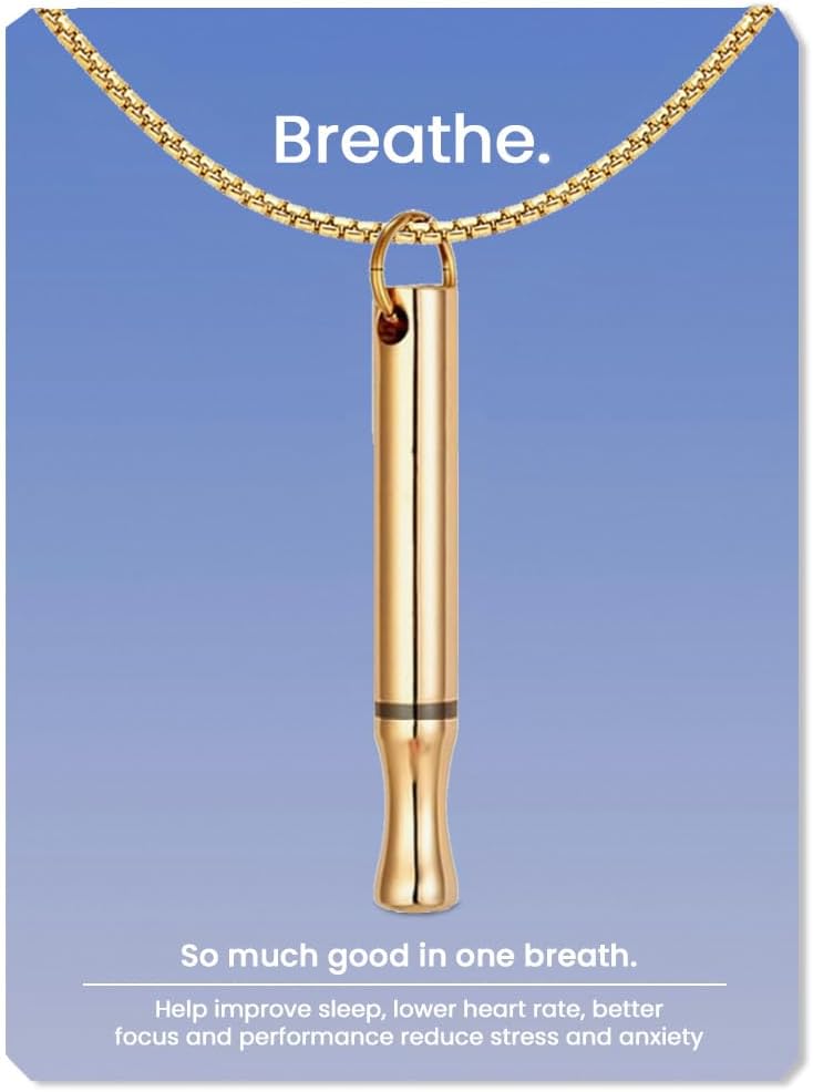 Mindfulness Breathing Necklace, Stress Relief, Stainless Steel Necklace for Deep Breathing Reminder, Anxiety Reducer for Women Men Gift