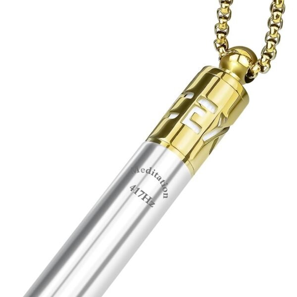 Milumber 417 Hz Breathing Necklace, Breathlink Quit Smoking Tool, Meditation Tuning Whistle with Fragrance Diffuser, Gold