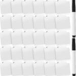 32 Pieces Basket Labels Clip Set, Include 30 Kitchen Clip Label Holder Removable PVC Bin with 2 Chalk Marker for Basket Pantry Organization Box (White Label Clip, Black Pen)