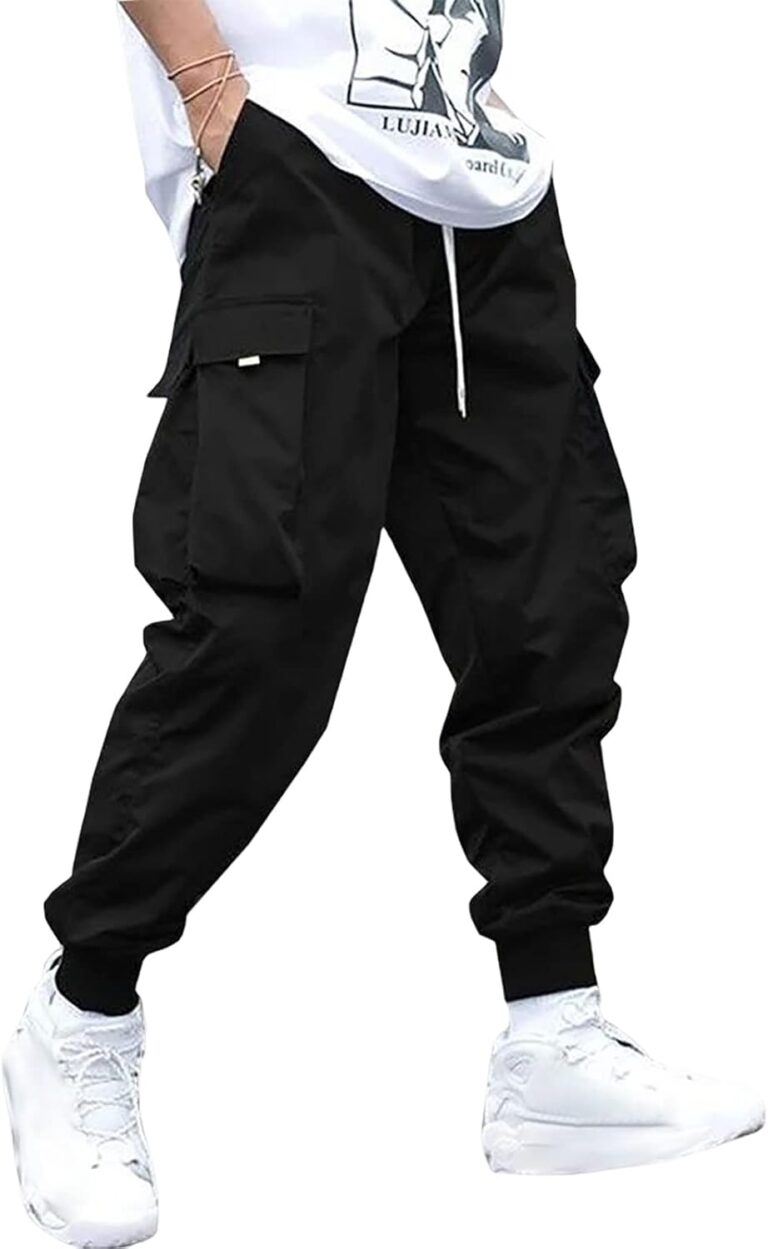 ZAFUL Men's Streetwear Cargo Pants with Flap Pockets & Drawstring Elastic Waist - Casual & Techwear Joggers