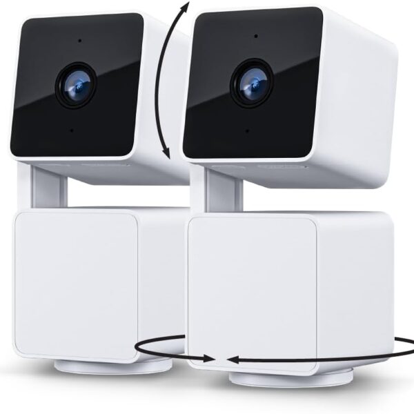 WYZE Cam Pan v3 Indoor/Outdoor IP65-Rated 1080p Pan/Tilt/Zoom Wi-Fi Smart Home Security Camera with Color Night Vision, 2-Way Audio, Compatible with Alexa & Google Assistant, White, 2-Pack