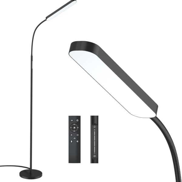 Wio-Mio Floor lamp, 15w/1000lm Bright LED Floor Lamp with Stepless Adjustable 3000K-6000K Colors and Dimmer, Remote and Touch Control, Adjustable Floor Lamp for Living Room