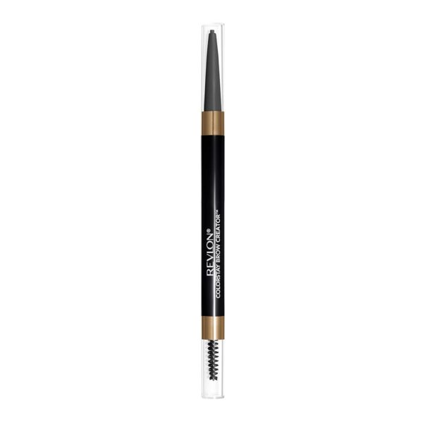 Revlon ColorStay Brow Creator, 2-in-1 Precise Eyebrow Pencil & Powder with Spoolie Brush, Waterproof & Long Lasting, 615 Soft Black, 0.003 oz
