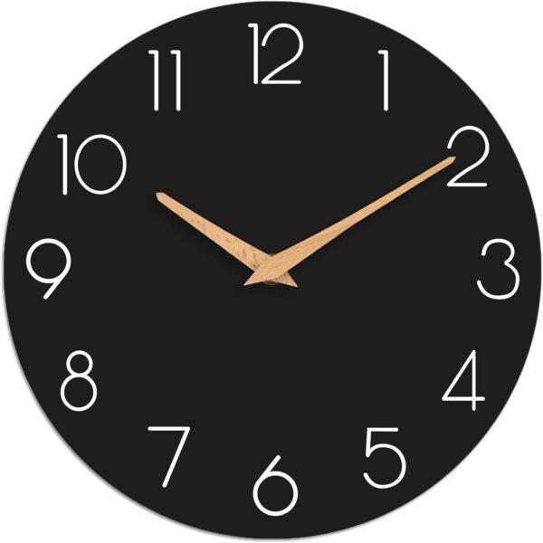 cicininc Wall Clock, Black Silent Non-Ticking, Decorative Battery Operated Wall Clocks for Bedroom, Kitchen, Home, Office, School, Hotel (8 Inch)