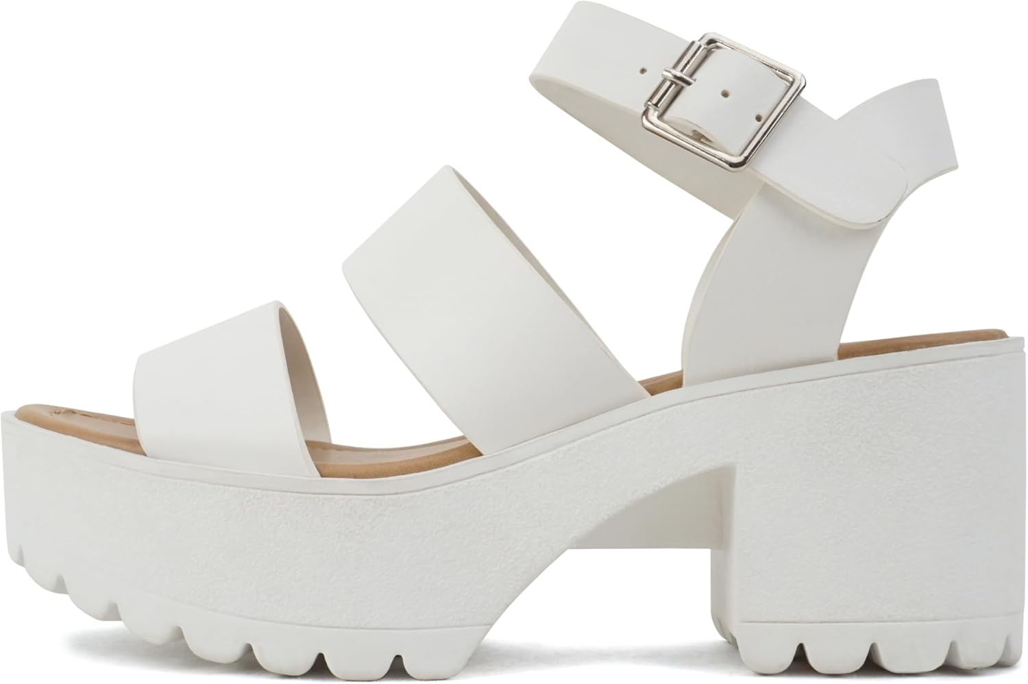 Soda ACCOUNT ~ Women Open Toe Two Bands Lug sole Fashion Block Heel Sandals with Adjustable Ankle Strap Soda ACCOUNT ~ Women Open Toe Two Bands Lug sole Fashion Block Heel Sandals with Adjustable Ankle Strap