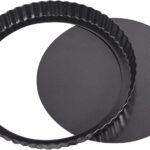 CALIDAKA Tart Pan Non-Stick Carbon Steel Quiche Pan Removable Bottom Pie Pans for baking Quiche Baking Dish(SIZE:8inch)