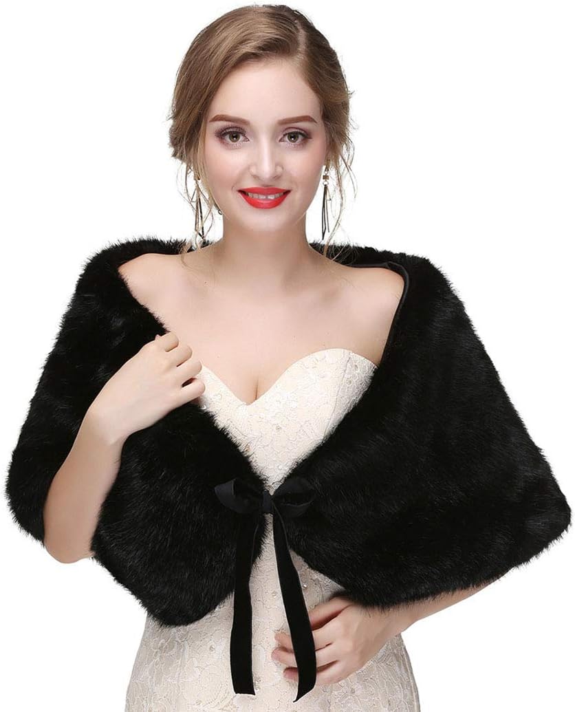 CanB Women's Faux Rabbit Fur Stole Winter Bridal Fur Wraps and Shawls Bride Wedding Fur Cape for Bridesmaids CanB Women's Faux Rabbit Fur Stole Winter Bridal Fur Wraps and Shawls Bride Wedding Fur Cape for Bridesmaids