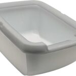Catit Cat Litter Pan with Shield Rim  Large Open Litter Box With High Sides & Raised Back  Easy Clean, Mess-Free Design  Fits All Cat Litter Types  Gray, 22.2 x 16.3 x 11.3