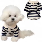 MANON ROSA Dog Clothes, Designer Boy Polo Shirt for Small Medium Dogs, Soft Puppy Outfit, Breathable Male Yorkie Chihuahua Shih Tzu Poodle Kitten Cat T-Shirt, Birthday Gifts - Blue, S, Fit 3-5lbs
