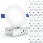 Sunco 24 Pack 4 Inch Ultra Thin LED Recessed Ceiling Lights Slim, 5000K Daylight, Dimmable 10W=60W, 650 LM, Damp Rated, Canless Wafer Thin with Junction Box - ETL & Energy Star.