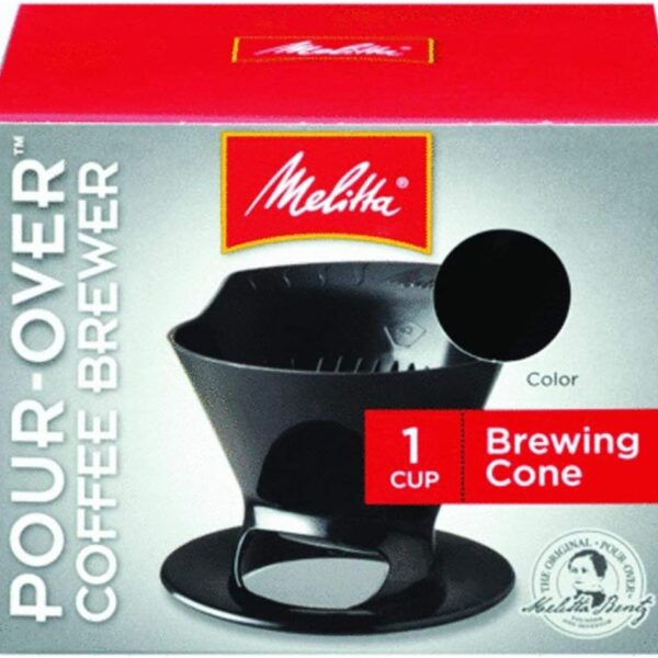 Melitta Filter Coffee Maker, Single Cup Pour-Over Brewer, Black, 1 Count (640007)