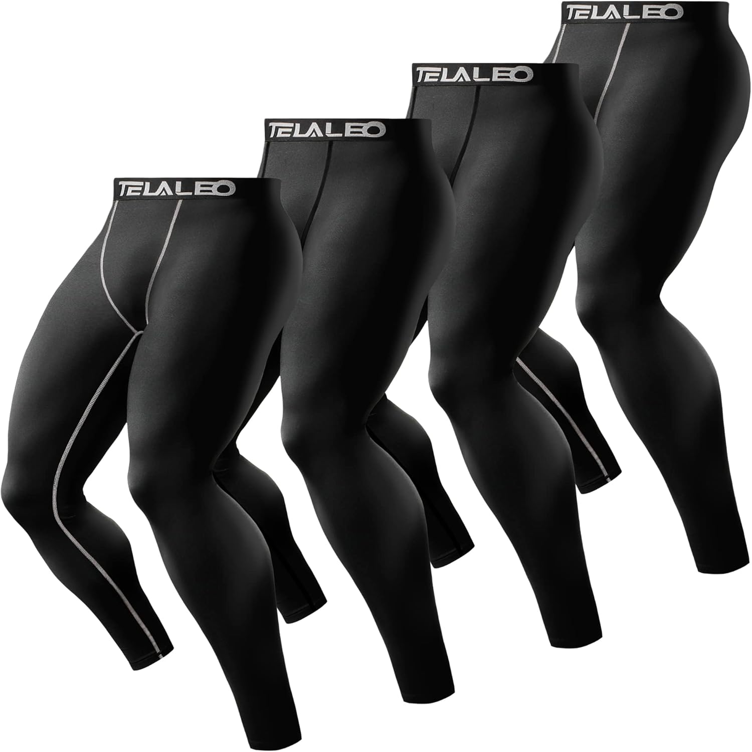 TELALEO 6 or 4 Pack Men's Compression Pants Leggings Sports Tights Performance Athletic Baselayer Workout Running TELALEO 6 or 4 Pack Men's Compression Pants Leggings Sports Tights Performance Athletic Baselayer Workout Running