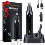 Ear and Nose Hair Trimmer for Men, 2026 Professional Painless USB Rechargeable Eyebrow & Facial Electric Hair Trimmer for Men Women, Powerful Motor, Dual Edge Blades, IPX7 Waterproof Easy Clean