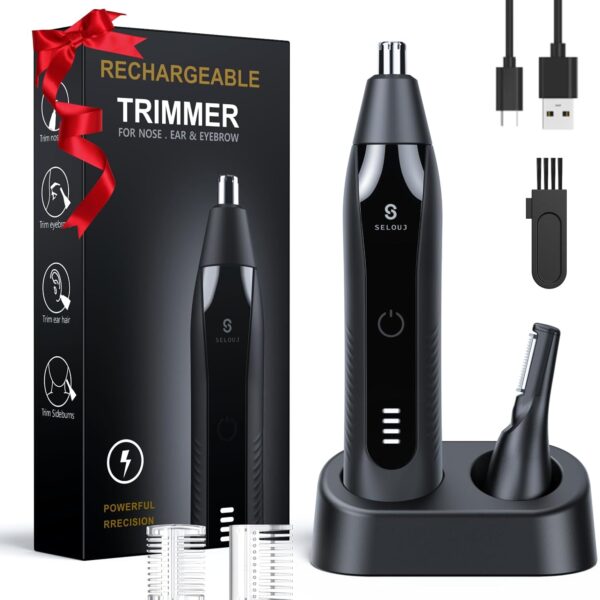 Ear and Nose Hair Trimmer for Men, 2026 Professional Painless USB Rechargeable Eyebrow & Facial Electric Hair Trimmer for Men Women, Powerful Motor, Dual Edge Blades, IPX7 Waterproof Easy Clean