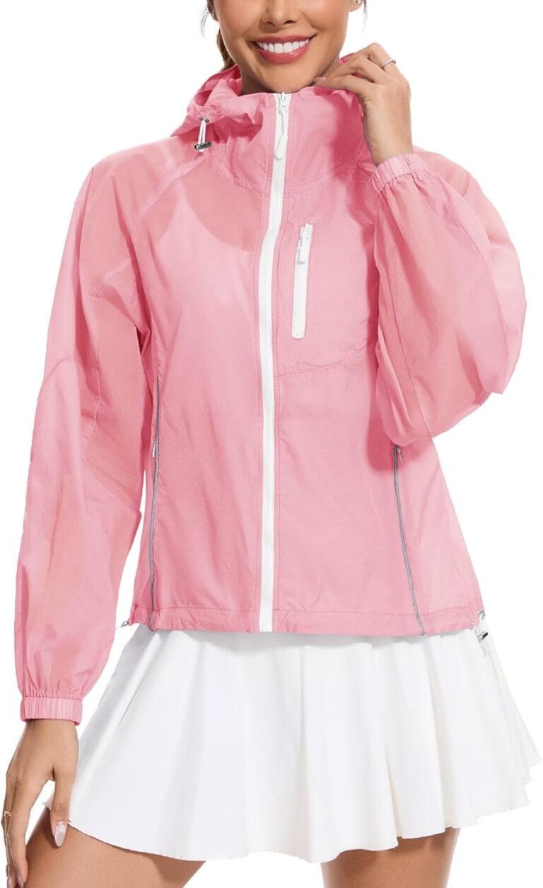 Avoogue Women's UPF 50+ Sun Protection UV Jacket Full Zip Lightweight Jacket Athletic Workout Hoodie