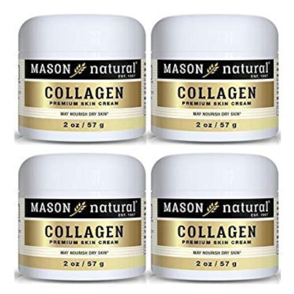 MASON NATURAL Collagen Premium Skin Cream - Anti Aging Face and Body Moisturizer, Intense Skin Hydration and Firmness, Pear Scent, Paraben Free, 2 OZ (4-Pack)