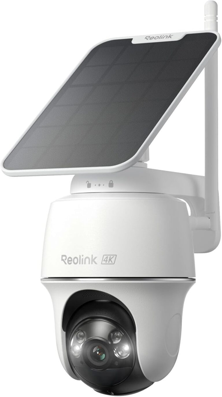 REOLINK First 4K Solar Security Cameras Wireless Outdoor, Argus PT Ultra+Solar Panel, 360 Pan Tilt Auto-Tracking, 8MP Color Night Vision, 2.4/5 GHz Wi-Fi 6, No Subscriptions, Home Hub Compatible