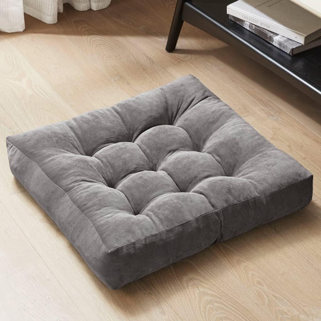 Degrees of Comfort Meditation Floor Pillow, Square Large Pillows Seating for Adults, Gray Tufted Corduroy Cushions for Yoga Reading Nook, Classroom and Living Room, Grey, 22x22 Inch Degrees of Comfort Meditation Floor Pillow, Square Large Pillows Seating for Adults, Gray Tufted Corduroy Cushions for Yoga Reading Nook, Classroom and Living Room, Grey, 22x22 Inch