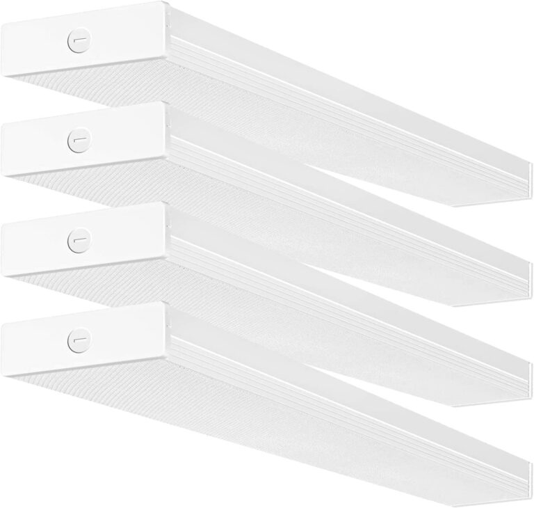 hykolity 4 Pack 4FT LED Wraparound Light 40W 4 Foot LED Shop Lights for Garage, [2-lamp 32W Fluorescent Equiv.] 4400lm 4000K Wrap Light, Flushmount Office Ceiling Light Fixture ETL Listed