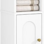 Hzuaneri Bathroom Storage Cabinet, Small Corner Floor Cabinet with Door and Shelves, Narrow Toilet Paper Holder, Bathroom Organizer with Adjustable Shelf, for Small Spaces, White BC08203X