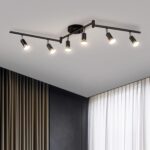 Bojim 6 Light LED Track Lighting Kit, Ceiling Spot Lighting with Adjustable Light Heads & Foldable Light Arms, Matte Black Kitchen Track Lighting (GU10 Socket, Bulbs Not Included)