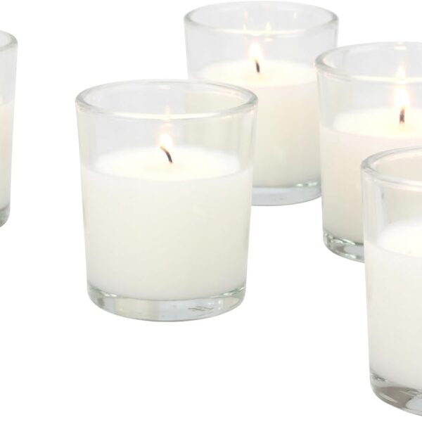 Stonebriar 12 Hour Long Burning Unscented Wax Filled Votive Holders, 48 Pack, White