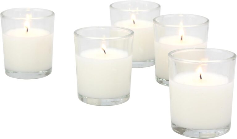 Stonebriar 12 Hour Long Burning Unscented Wax Filled Votive Holders, 48 Pack, White