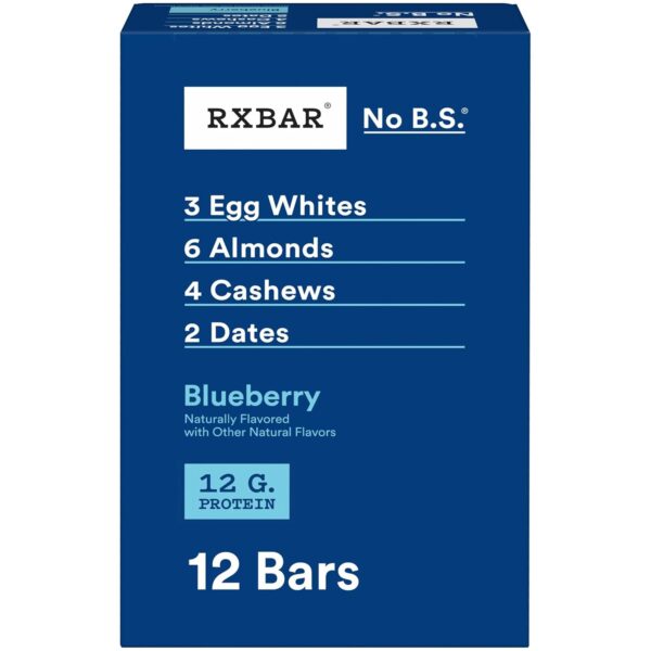 RXBAR Protein Bars, Protein Snack, Snack Bars, Blueberry, 22oz Box (12 Count)