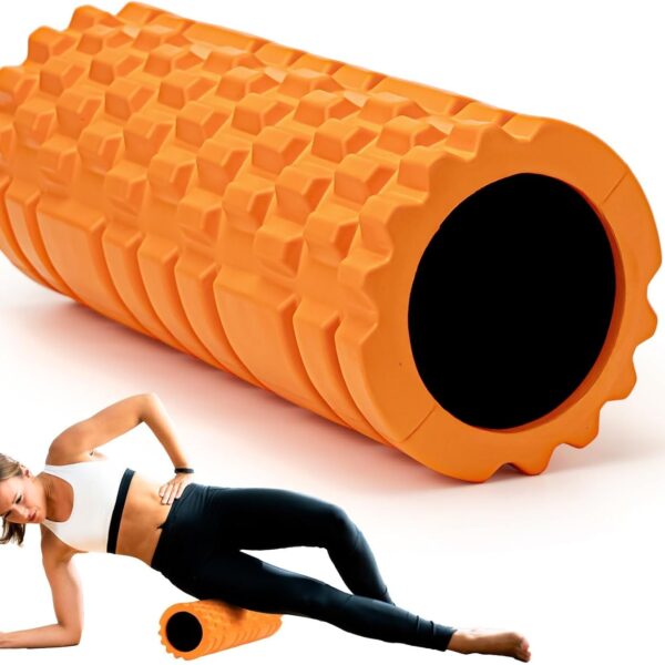 Krightlink Foam Roller High Density 13" Patented Exercise Roller for Deep Tissue Muscle Massage, Muscle Massage and Myofascial Trigger Point Release, Relieves Muscle Pain, Improves Mobility (Orange)
