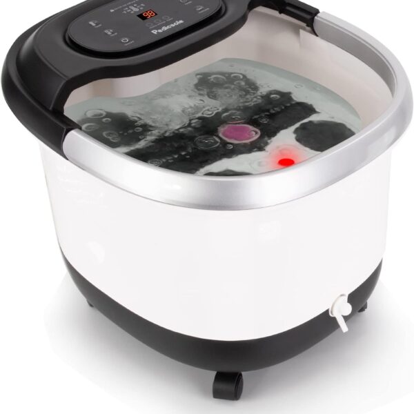 Luxury All in One Foot Spa - Motorized and Heated Massager - Enjoy The Same Foot Spa at Home Heat, Bubble Jets, Pedicure Stone, Motorized Massage Roller to Relieve Feet Stress