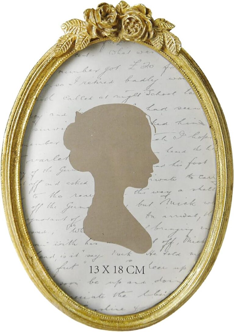 Sunlit Vintage Picture Frame 5x7 Inch, Oval Antique Photo Frames with Glass Front, Luxury Photo Display, Tabletop Wall Hanging, Gift Ideas, Golden Rose