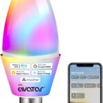 Avatar Controls E12 Smart Light Bulb Candelabra - Matter LED Bulb Compatible with Apple Homekit/Alexa, No 3rd-Party App, Hub Required, 5W RGBCW Dimmable Candle Light Bulb for Chandeliers & Fixtures