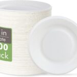 Vplus 100% Compostable Small Paper Plates, 300 Pack 6 Inch Disposable Paper Plates, Uncoated Biodegradable, Made of Sugar Cane Fibers, Perfect for Sandwich, Cake, and Snack