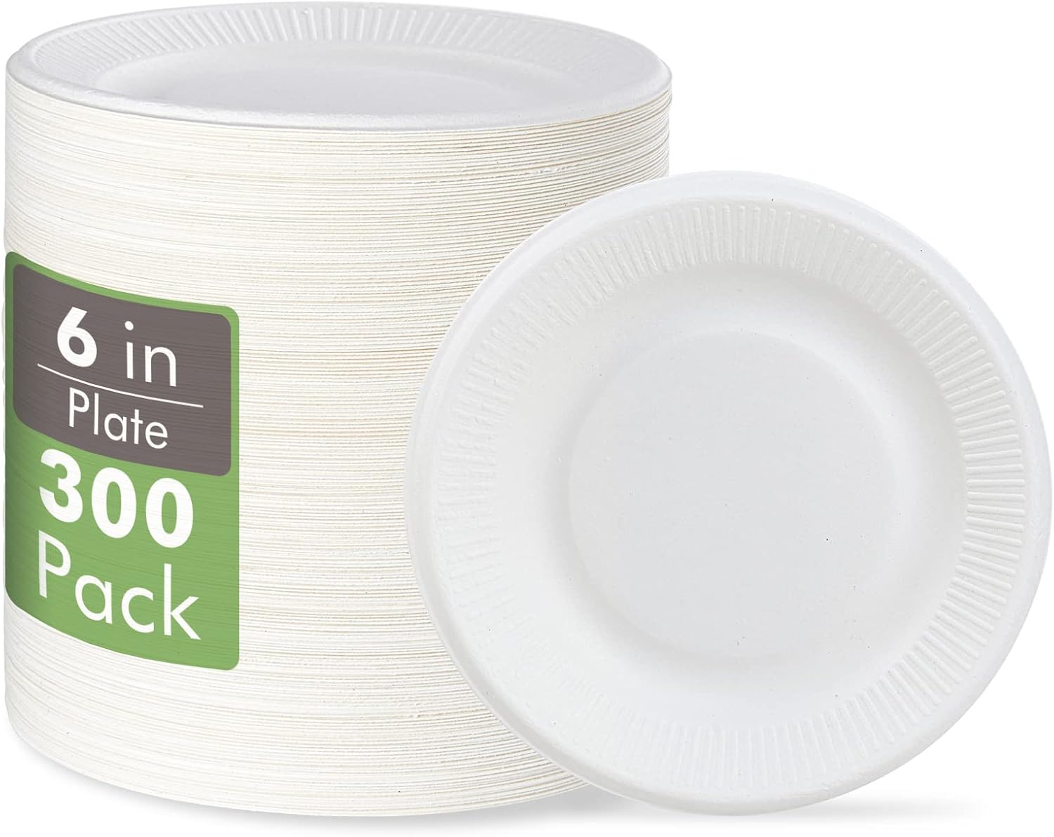 Vplus 100% Compostable Small Paper Plates, 300 Pack 6 Inch Disposable Paper Plates, Uncoated Biodegradable, Made of Sugar Cane Fibers, Perfect for Sandwich, Cake, and Snack Vplus 100% Compostable Small Paper Plates, 300 Pack 6 Inch Disposable Paper Plates, Uncoated Biodegradable, Made of Sugar Cane Fibers, Perfect for Sandwich, Cake, and Snack