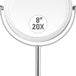 MIYADIVA 20X Magnifying Makeup Mirror,Double Sided 1X & 20X Magnifying Mirror with Stand,Tabletop Magnified Vanity Mirror with 360Rotation for Bathroom or Bedroom 7.8 Inch