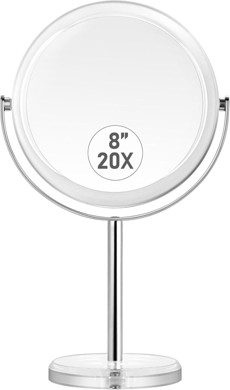 MIYADIVA 20X Magnifying Makeup Mirror,Double Sided 1X & 20X Magnifying Mirror with Stand,Tabletop Magnified Vanity Mirror with 360Rotation for Bathroom or Bedroom 7.8 Inch