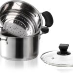 ZENFUN 1.8 Quart Stainless Steel Steamer Pot with Basket, Stock Pot with Glass Lid, Mini Steaming Pot Cookware with Handle, Metal Cooking Steamer for Vegetable, Stews, Pasta, Sauce, Individual-use