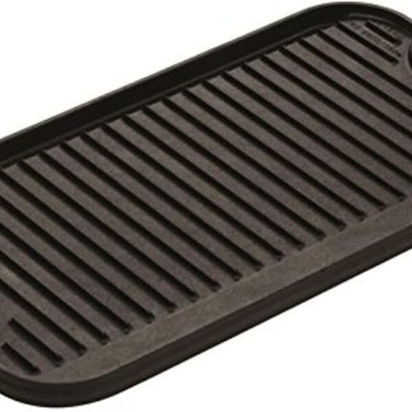 Lodge Pro-Grid Reversible Grill/Griddle - 20 Inches x 10.5 Inches - Dual-Sided Cast Iron Griddle - Double Burner Grill - Even Heat Distribution - PFAS-Free Non-Toxic Cookware